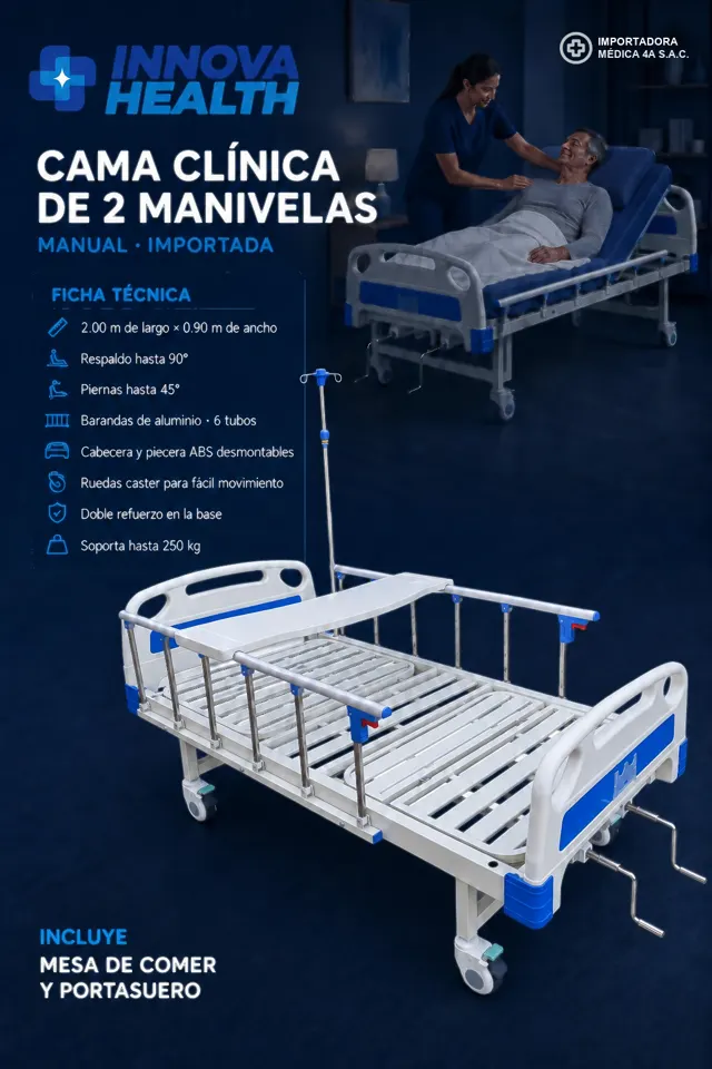 Combo Cama Clínica 2 Manivelas