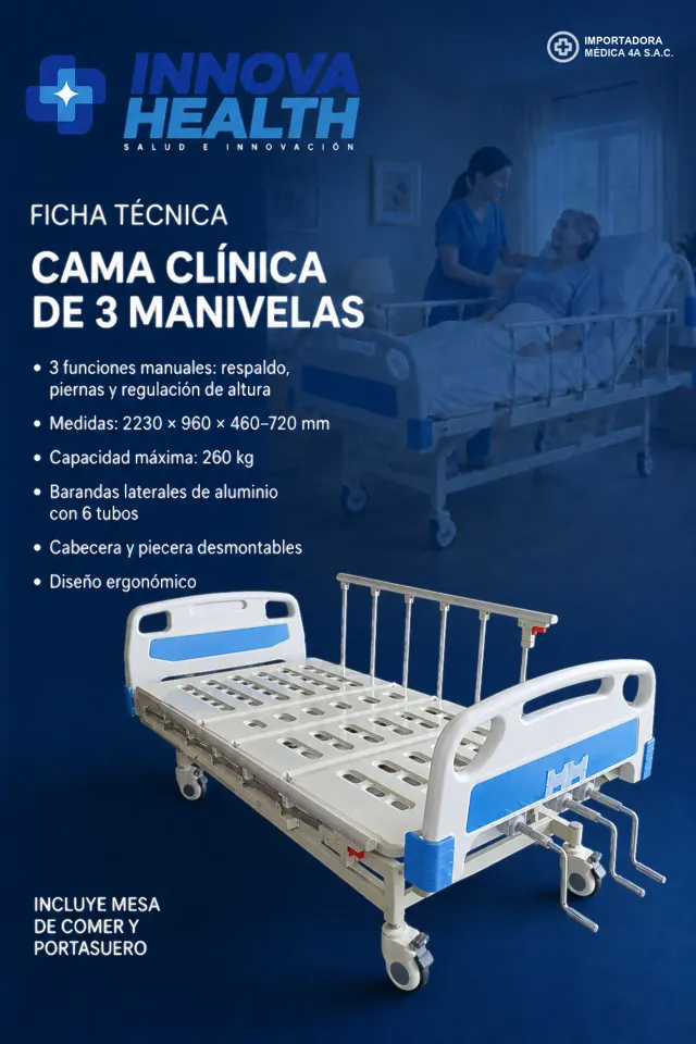Combo Cama Clínica 3 Manivelas