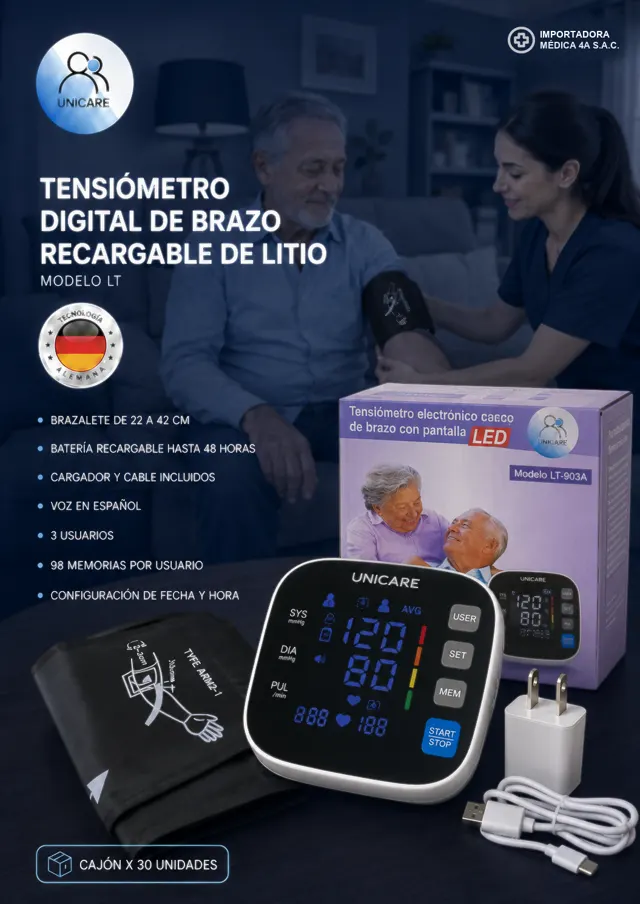 Tensiómetro Digital de Brazo Recargable (Litio)